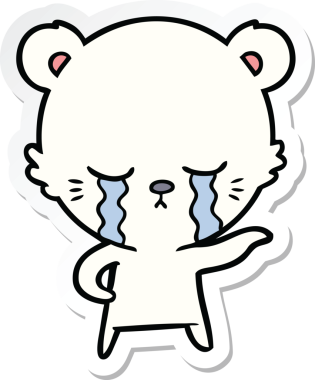 Bir insan tarafından çizilmiş ağlayan bir kutup ayısının çıkartması.