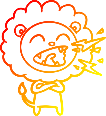 Bir insan tarafından çizilen kükreyen bir aslanın sıcak çizgi çizimi