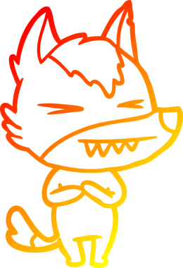 Bir insan tarafından çizilmiş kızgın bir kurt çizgi karakteri.