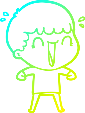 Bir insan tarafından çizilmiş gülen bir çizgi film karakterinin soğuk gradyan çizgisi.