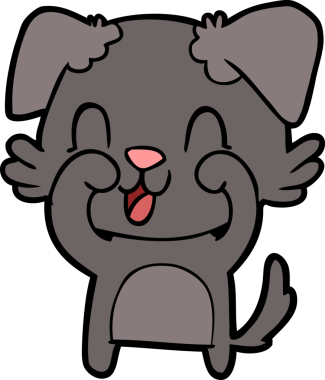 Bir insan tarafından çizilmiş gülen çizgi film köpeği.