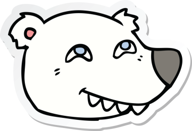 Bir insan tarafından çizilmiş kutup ayısı suratı.