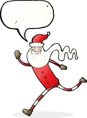 Bir insan tarafından çizilmiş konuşma balonuyla Noel Baba 'yı canlandıran çizgi film.