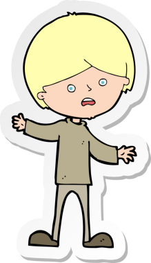 Bir insan tarafından çizilmiş mutsuz bir çocuğun çıkartması.