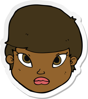 Bir insan tarafından çizilmiş ciddi bir karikatür çıkartması.