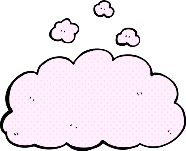 Bir insan tarafından çizilmiş tüylü pembe bir bulut.