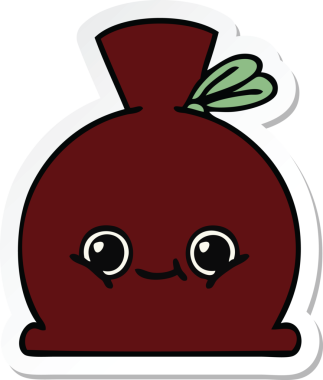 Bir insan tarafından çizilmiş şirin bir karikatür çuvalı.