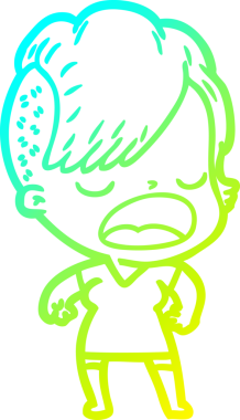 Bir insan tarafından çizilmiş havalı bir hippi kızın soğuk gradyan çizimi.