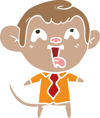 çılgın düz renkli karikatür maymun bir insan tarafından çizilmiş.