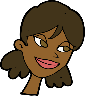 Bir insan tarafından çizilmiş mutlu kadın yüzü.