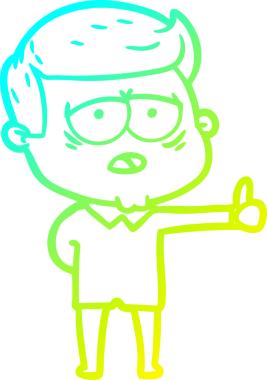 Bir insan tarafından çizilmiş, yorgun bir adamın soğuk çizgi çizimi.