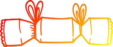 Bir insan tarafından çizilmiş bir karikatür Noel krakerinin sıcak çizgi çizimi