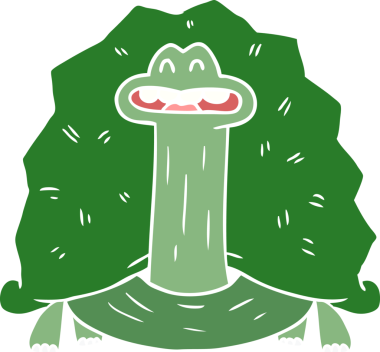 Bir insan tarafından çizilmiş komik düz renkli çizgi film kaplumbağası.