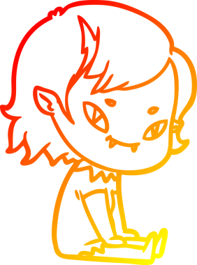 Sıcak bir çizgi film çizimi. Dost canlısı bir vampir kız. Bir insan tarafından çizilmiş.