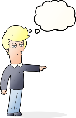 Bir insan tarafından çizilmiş düşünce baloncuğu olan bir adam.