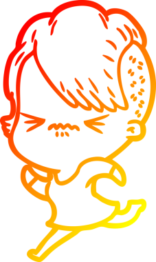 Bir insan tarafından çizilmiş, kızgın bir hipster kızın çizgi çizimi.