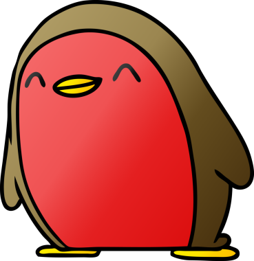 Serbest çizim gradyan çizgi film Şirin kawaii kırmızı robin bir insan tarafından çizildi