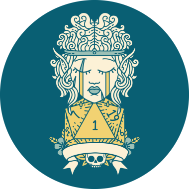 Retro Dövme Tarzı Üzgün Elf Barbar Karakteri Doğal bir insan tarafından çizilmiş