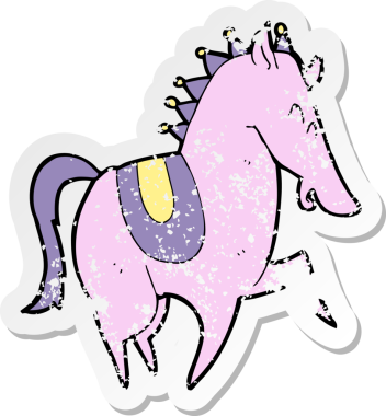 Bir insan tarafından çizilmiş zıplayan bir atın gerilimli çıkartması.