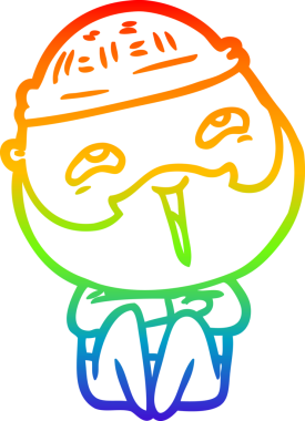 Bir insan tarafından çizilmiş mutlu sakallı bir adamın çizgi çizimi.