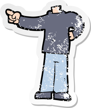 Bir insan tarafından çizilmiş bir karikatürün gerilimli çıkartması.