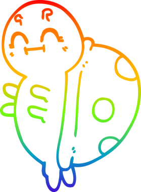 Gökkuşağı gradyan çizgisi bir insan tarafından çizilmiş şirin bir uğur böceğinin çizimi