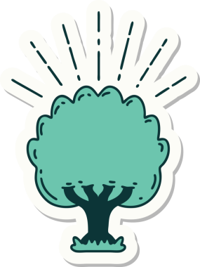 Bir insan tarafından çizilmiş dövme stili bir ağacın çıkartması.