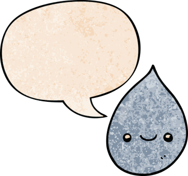 bir insan tarafından çizilmiş eski dokuda konuşma baloncuğu olan çizgi film yağmur damlası