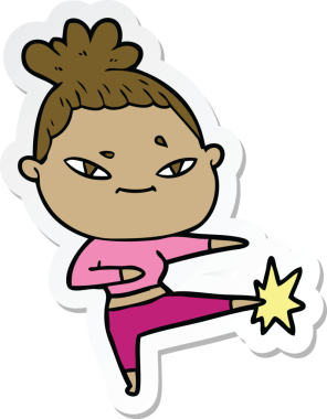 Bir insan tarafından çizilmiş bir karikatür kadının çıkartması.