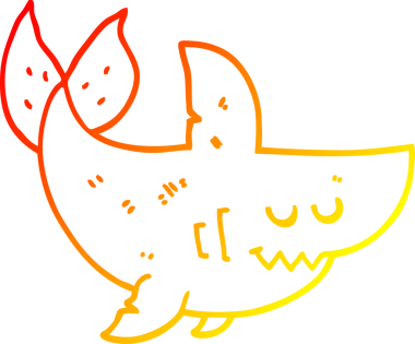 Bir insan tarafından çizilen çizgi film köpekbalığının sıcak çizgi çizimi