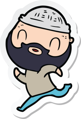 Bir insan tarafından çizilmiş sakallı bir adamın çıkartması.