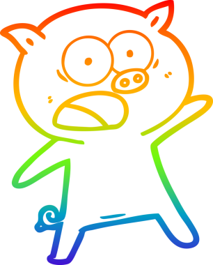 Gökkuşağı gradyan çizimi Bir insan tarafından çizilen bağıran domuz çizgi filmi