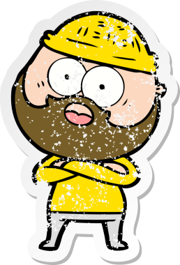 Bir insan tarafından çizilmiş sakallı bir adamın sıkıntılı çıkartması.