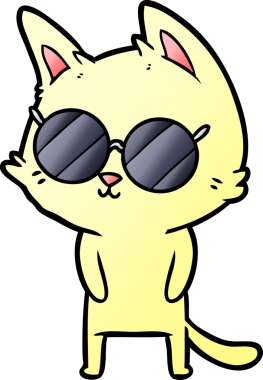 Bir insan tarafından çizilmiş parlak gözlü çizgi film kedisi.