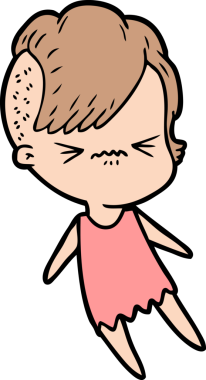 Çizgi film, bir insan tarafından çizilmiş sinirli hippi kız.