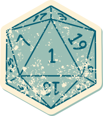 Retro Dövme Biçimi Doğal 1D20 zar bir insan tarafından çizildi