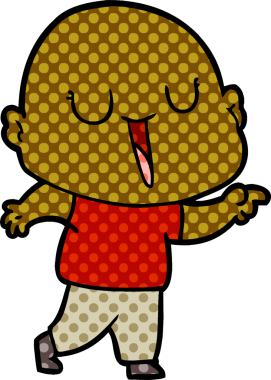 Bir insan tarafından çizilmiş mutlu, kel adam.