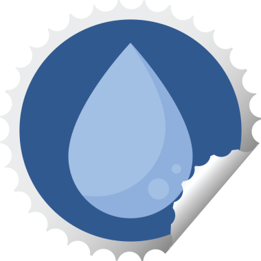 bir insan tarafından çizilmiş yağmur damlası grafik vektör illüstrasyon yuvarlak etiketi