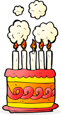 Bir insan tarafından çizilmiş doğum günü pastası.