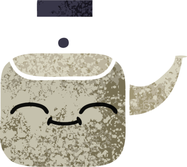 Bir insan tarafından çizilmiş bir çaydanlığın retro çizim tarzı karikatürü