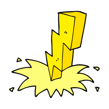 Bir insan tarafından çizilmiş karikatür yıldırımı.