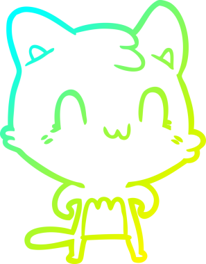 Bir insan tarafından çizilen mutlu çizgi bir kedinin soğuk gradyan çizimi
