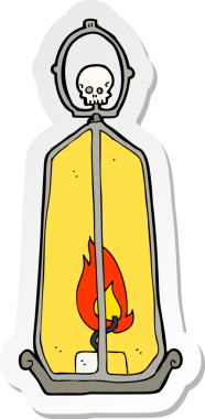 Bir insan tarafından çizilmiş garip bir fenerin çıkartması.