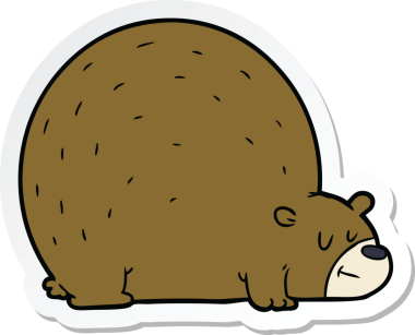 Bir insan tarafından çizilmiş çizgi film ayısının çıkartması.