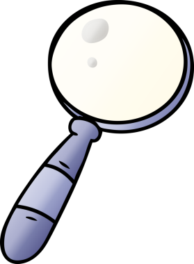 Bir insan tarafından çizilmiş bir büyüteçin gradyan karikatürü.