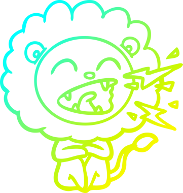 Bir insan tarafından çizilen kükreyen aslanın soğuk çizgi çizimi.