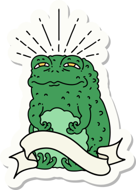 Bir insan tarafından çizilmiş dövme stili karakteri çıkartması.