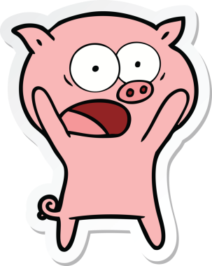 Bir insan tarafından çizilmiş domuz çizgi filmi etiketi.