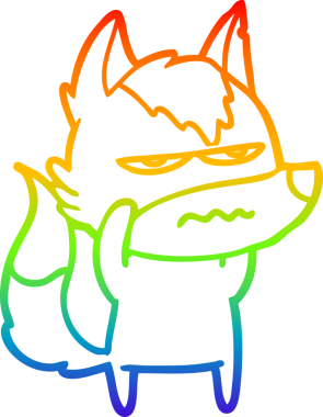 Gökkuşağı gradyan çizgi çizimi Bir insan tarafından çizilmiş rahatsız kurt