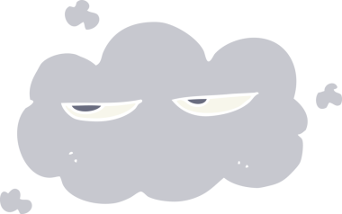 Bir insan tarafından çizilmiş şirin düz renkli çizgi film bulutu